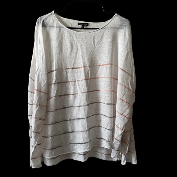 Eileen Fisher Tops - Eileen Fisher Striped Beachy Organic Linen Long Sleeve Top